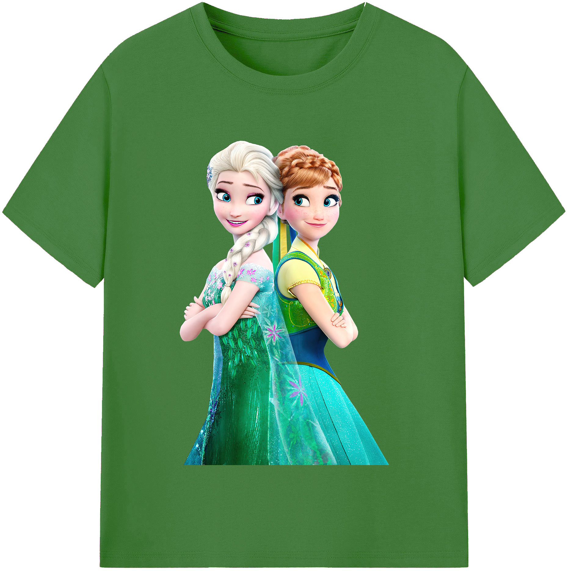 （画像用） アナと雪の女王 アンナ エルサ Frozen Anna Elsa レディースカジュアルプリントTシャツ（綿100％）